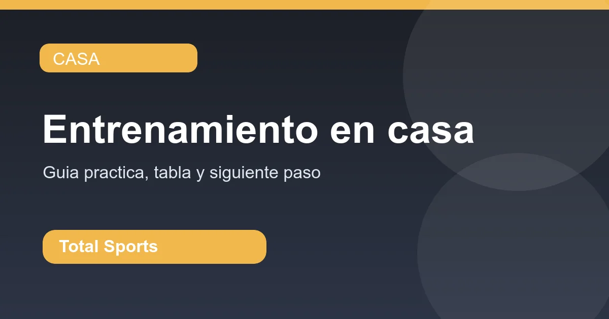 Guía visual de entrenamiento en casa con material básico y peso corporal.